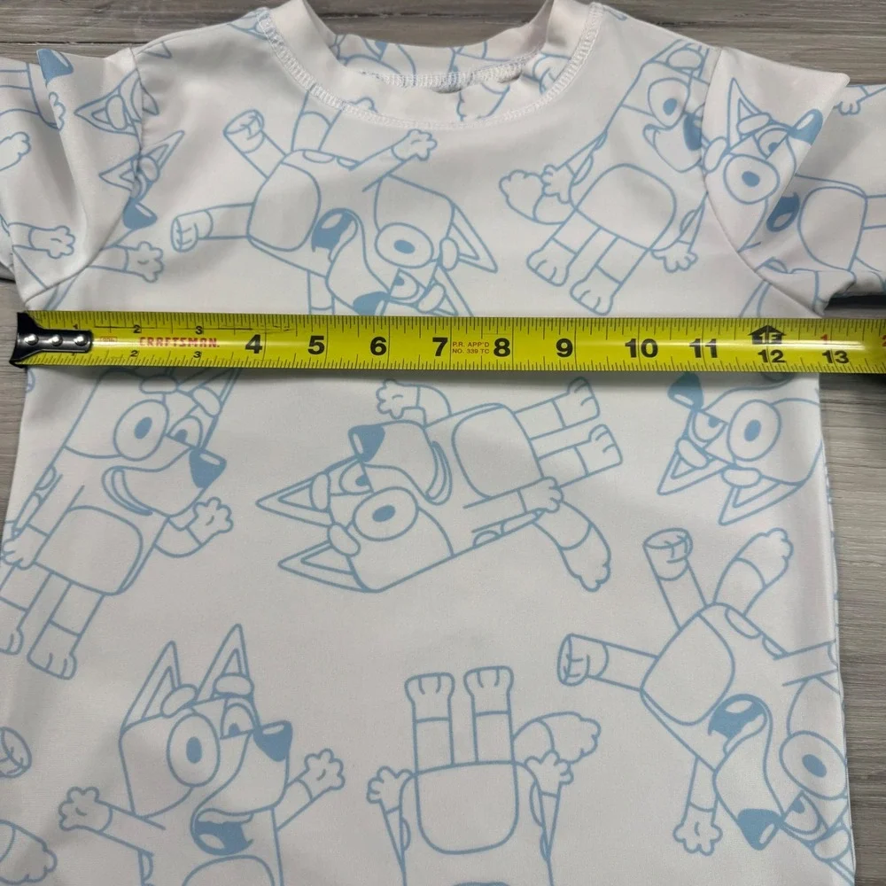 Kids Bluey Character Rash Guard Swim Shirt Size 5T Short‎ Sleeve